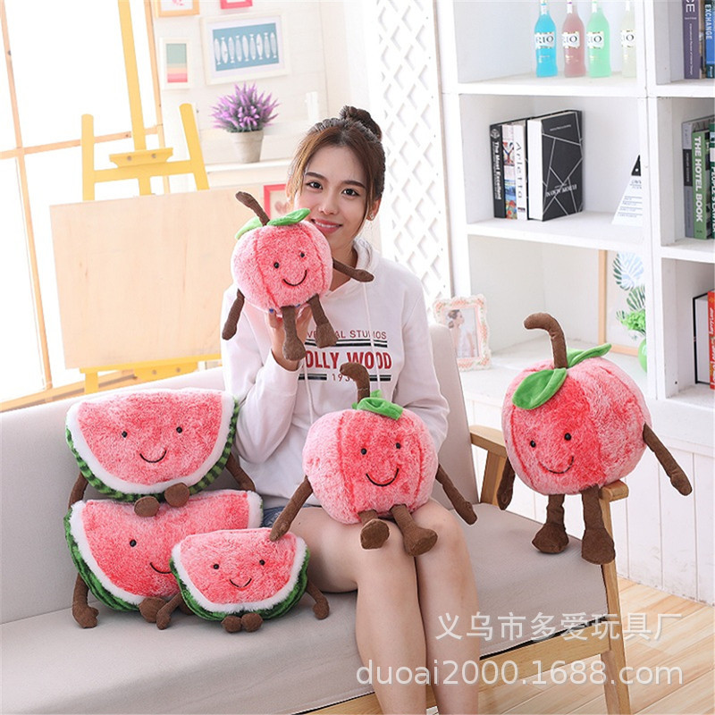 多爱卡通软萌水果樱桃西瓜公仔毛绒玩具睡觉抱枕靠垫沙发枕头靠枕