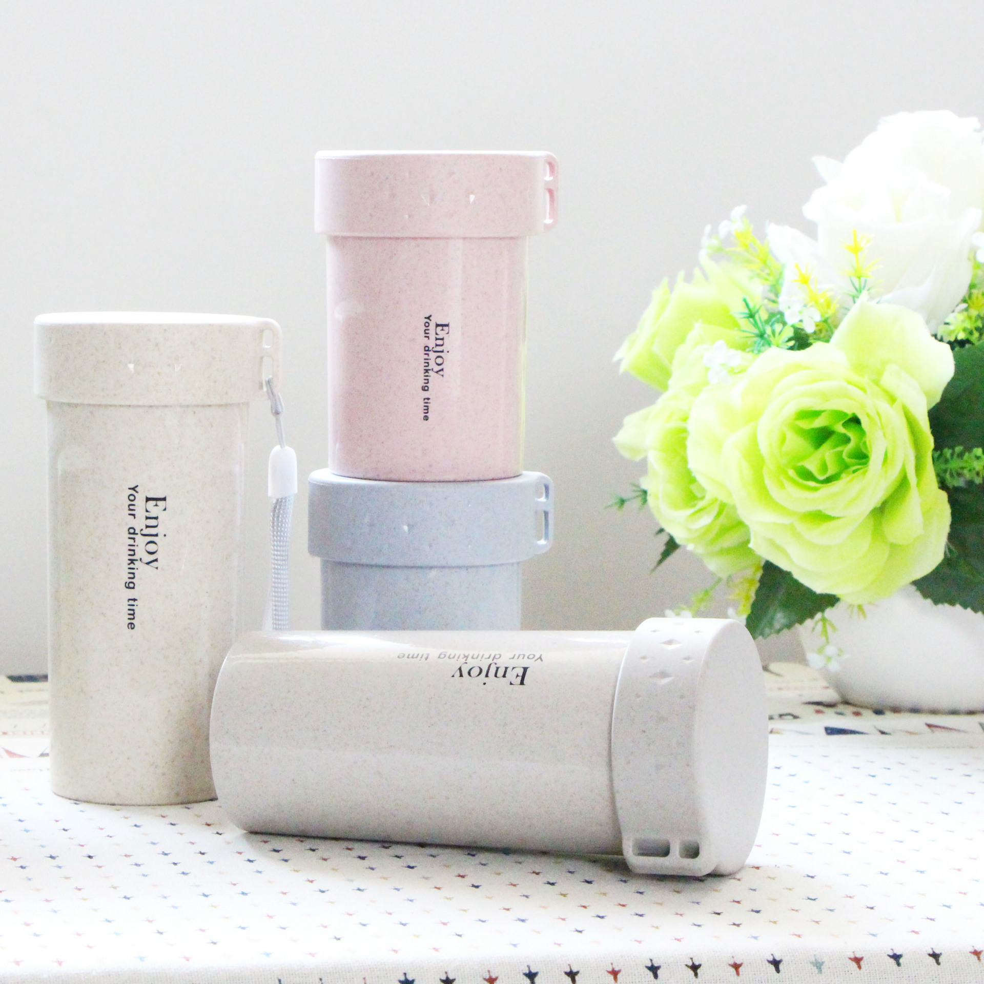 【厂家直销】广州富全小麦秸秆杯麦香秸秆杯禾风便携杯麦秆杯子