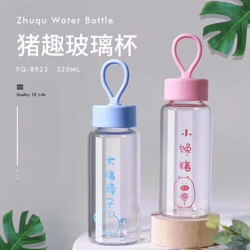 新款猪趣玻璃杯创意礼品学生杯可爱小猪透明玻璃杯批发定制logo