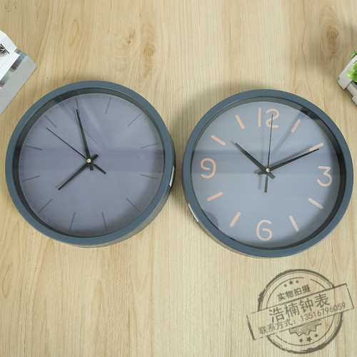 Nordic Home Fashion Living Room Simple Modern round Mute Metal Clock Wall Hanging Light Luxury Ins Clock 
