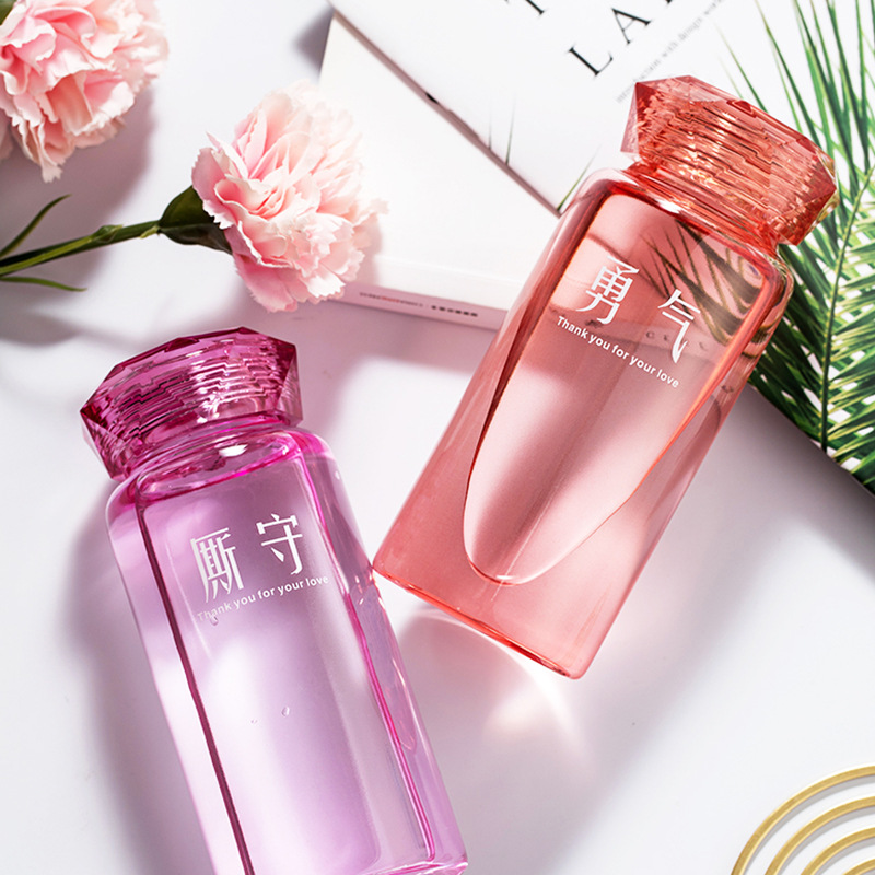 厂家直销广州富全少女心钻石高硼硅玻璃杯 创意定制潮语透明水杯