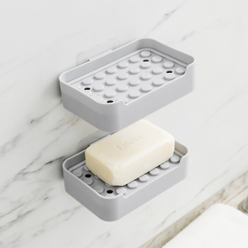 Simple Draining Soap Dish Punch-Free Wall-Mounted Soap Rack Student Dormitory Wall Soap Box Soap Holder Soap Box
