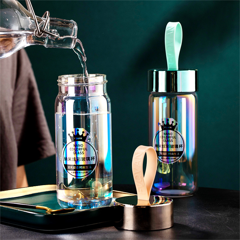 厂家直销新款纳米镜面喷镀高鹏炫彩玻璃杯耐高温夏季玻璃杯