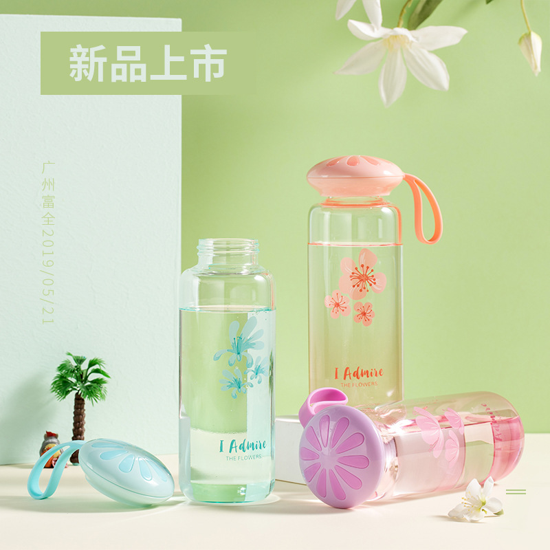 水杯批发新款可爱闺蜜学生橙乐玻璃杯耐热便携提绳防漏茶随手杯