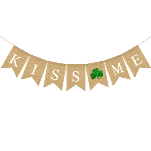 holiday supplies proposal engagement valentine‘s day wedding party decoration garland kiss me linen swallowtail hanging flag