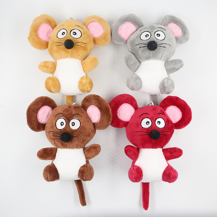 宝拉毛绒玩具挂件珠链水晶超柔四色坐姿老鼠厂家直销爆款