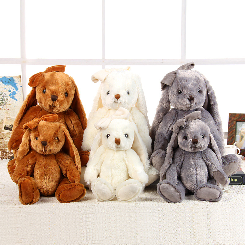 新款可爱公主兔蝴蝶结长耳兔公仔玩偶毛绒玩具布娃娃生日礼物