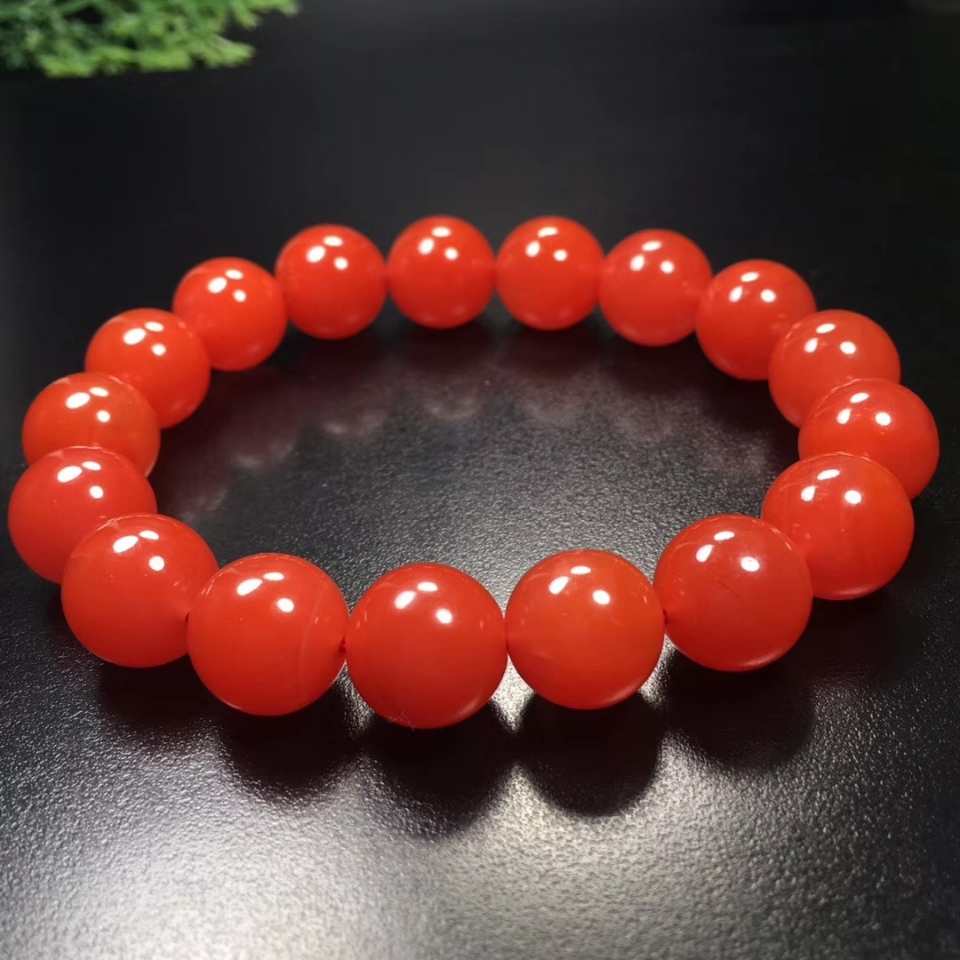 天然南红玛瑙樱桃红手链 女士时尚手串 珠宝 精品时尚礼物