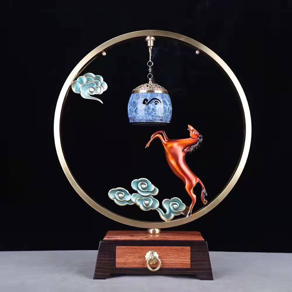 芸亭工艺马到成功纯铜香炉家用室内蓝牙中式古典禅意香薰炉摆件