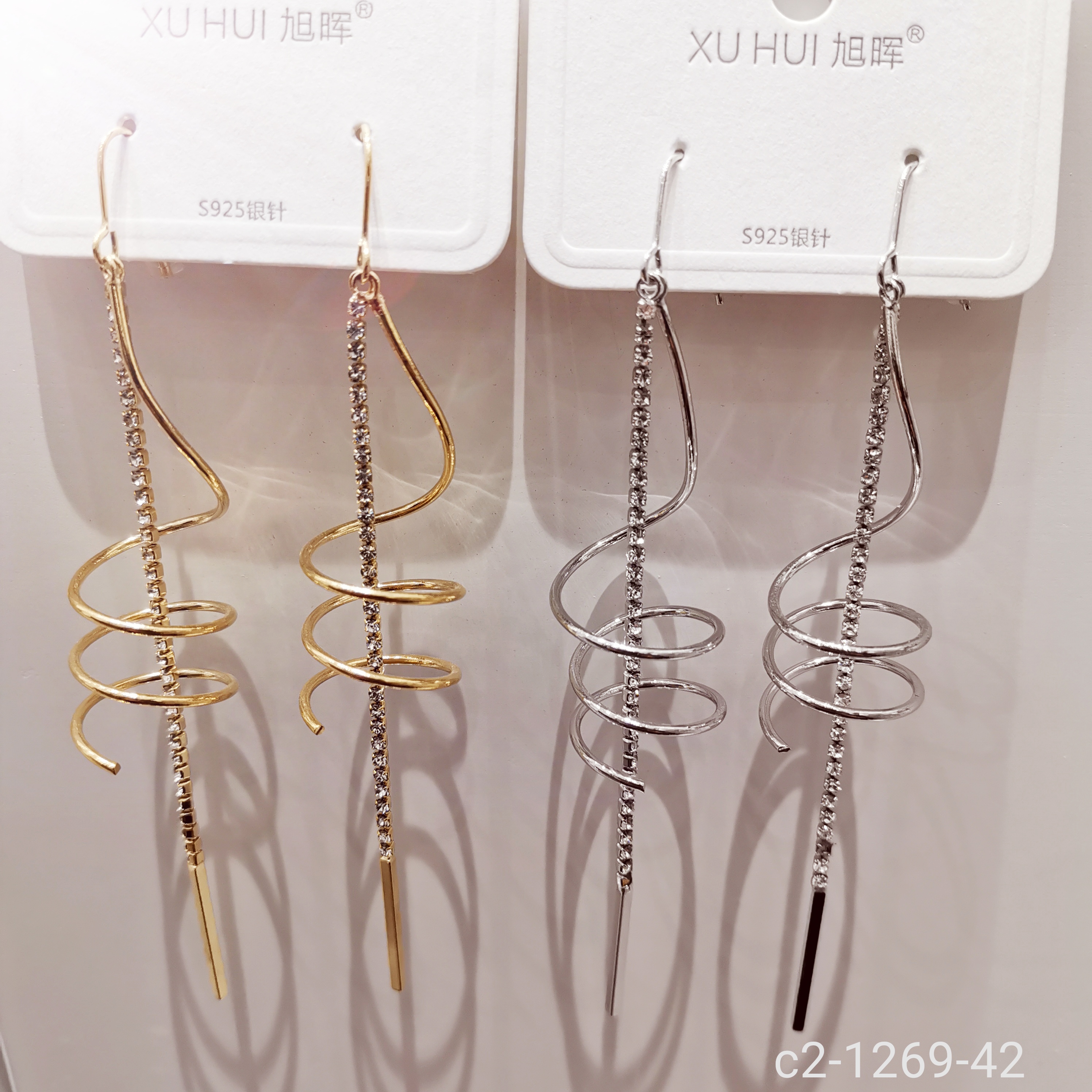 新款S925纯银针流苏长款耳环 铜镀真金镶4A锆石 个性耳坠吊坠耳饰
