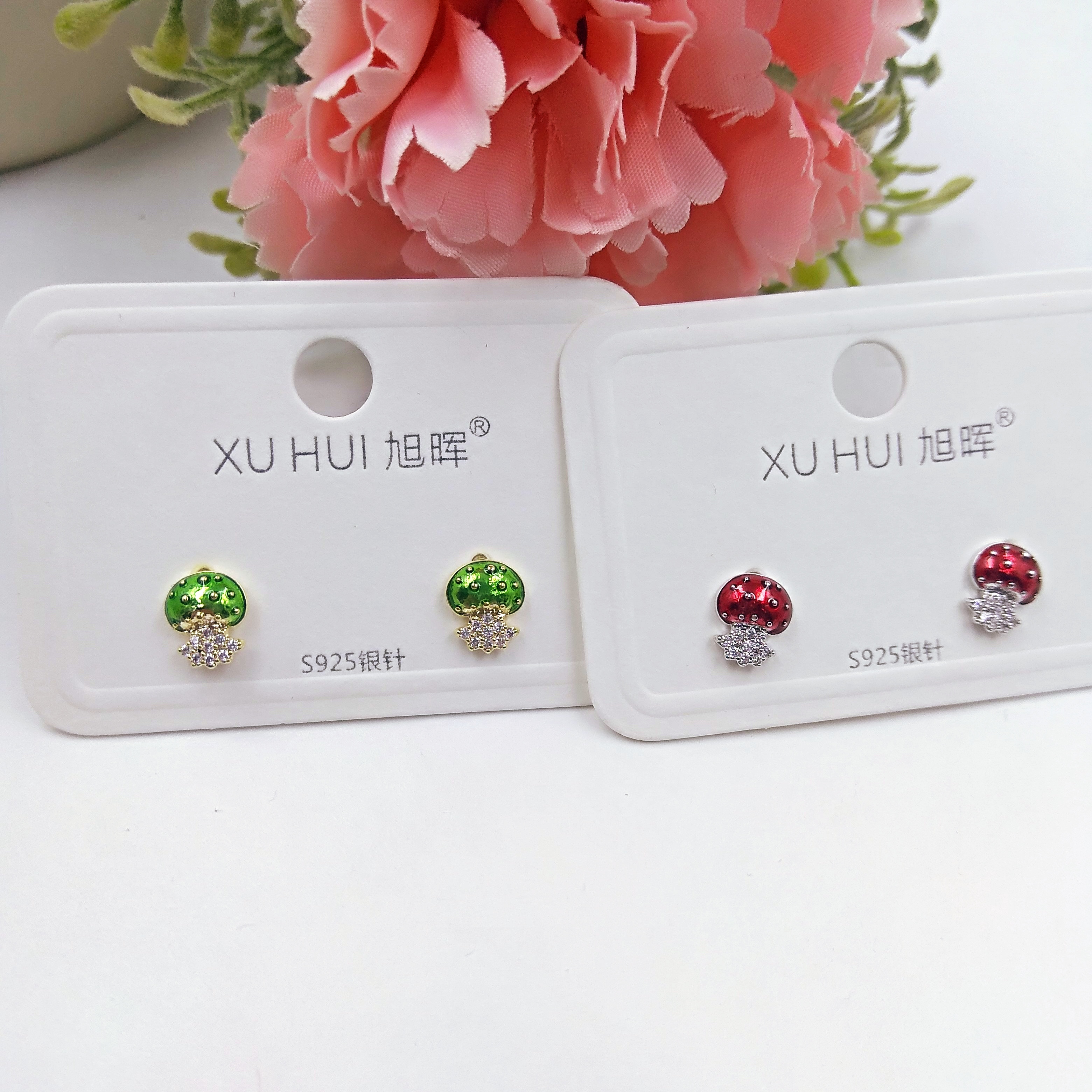 S925银针 彩色水母小耳钉 铜镀真金镶4A锆石 简约时尚高品质饰品