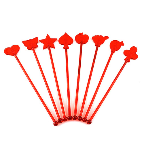 Red Series Love Five-Star Multi-Pattern Cocktail Stirring Rod Disposable Plastic Hotel Supplies 