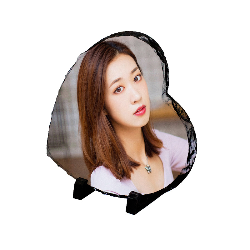 心形石版画相框耗材天然石料热转印亮光哑光石版画MK-59 60 61