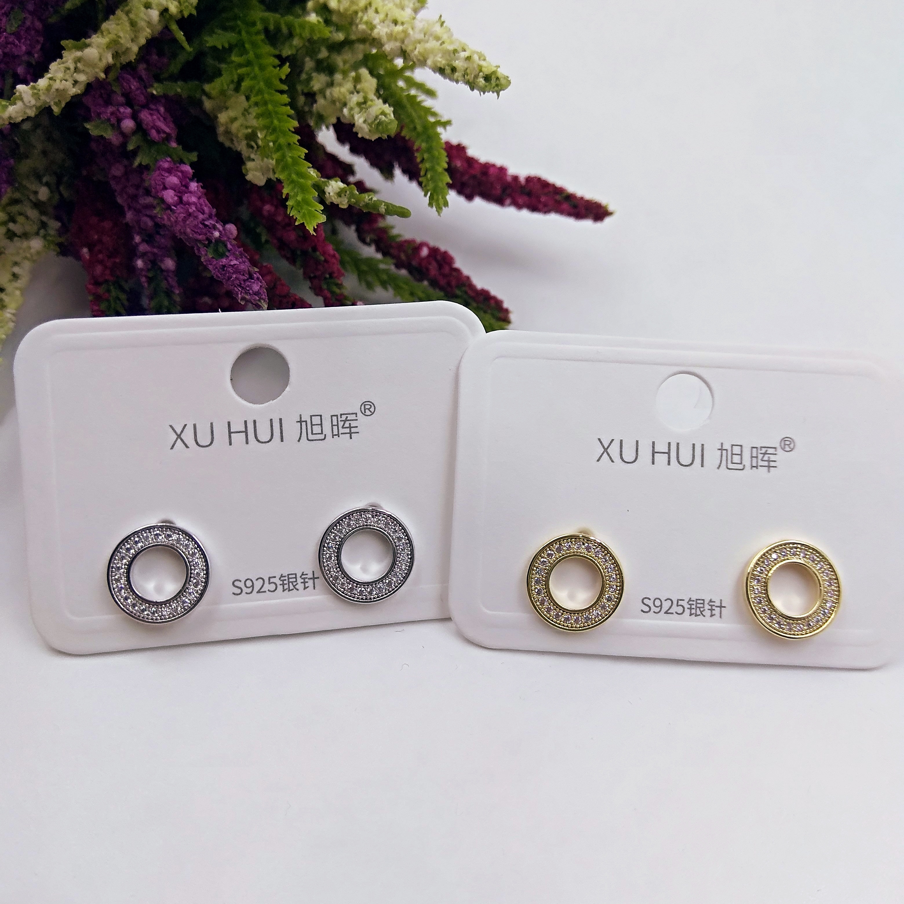 S925银针 经典小耳钉 铜镀真金镶4A锆石 简约时尚高品质饰品