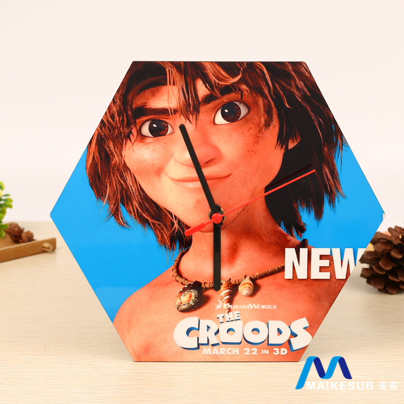 创意mdf热转印印花时钟 时尚办公摆台钟表家居装饰挂钟壁钟 新款