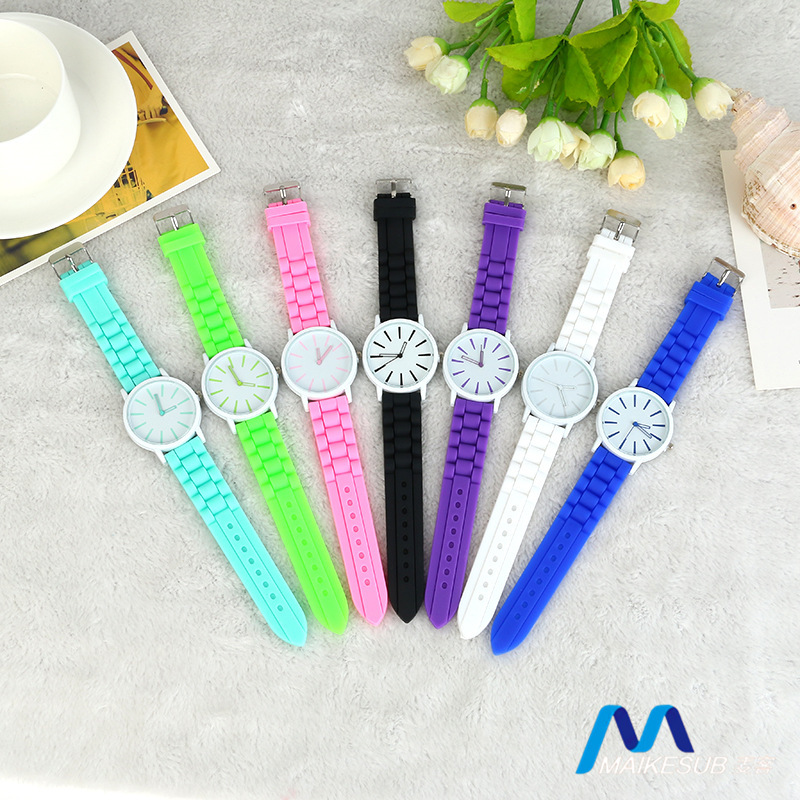 硅胶 空白手表订做广告地摊夜光热转印手表耗材彩印 促销儿童手表