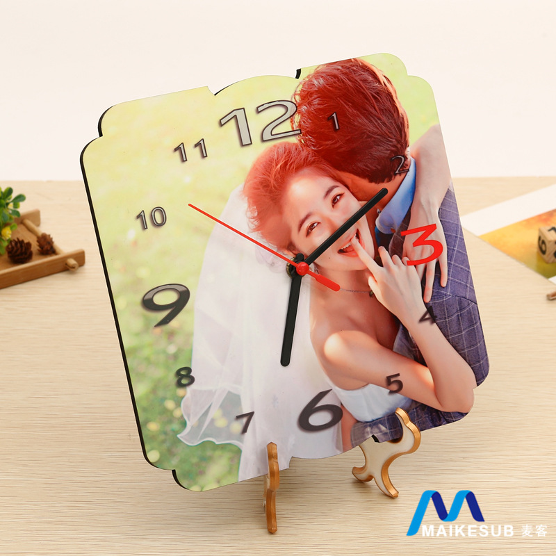 精美图片MDF热转印印花时钟 时尚办公摆台家居装饰挂钟壁钟 爆款