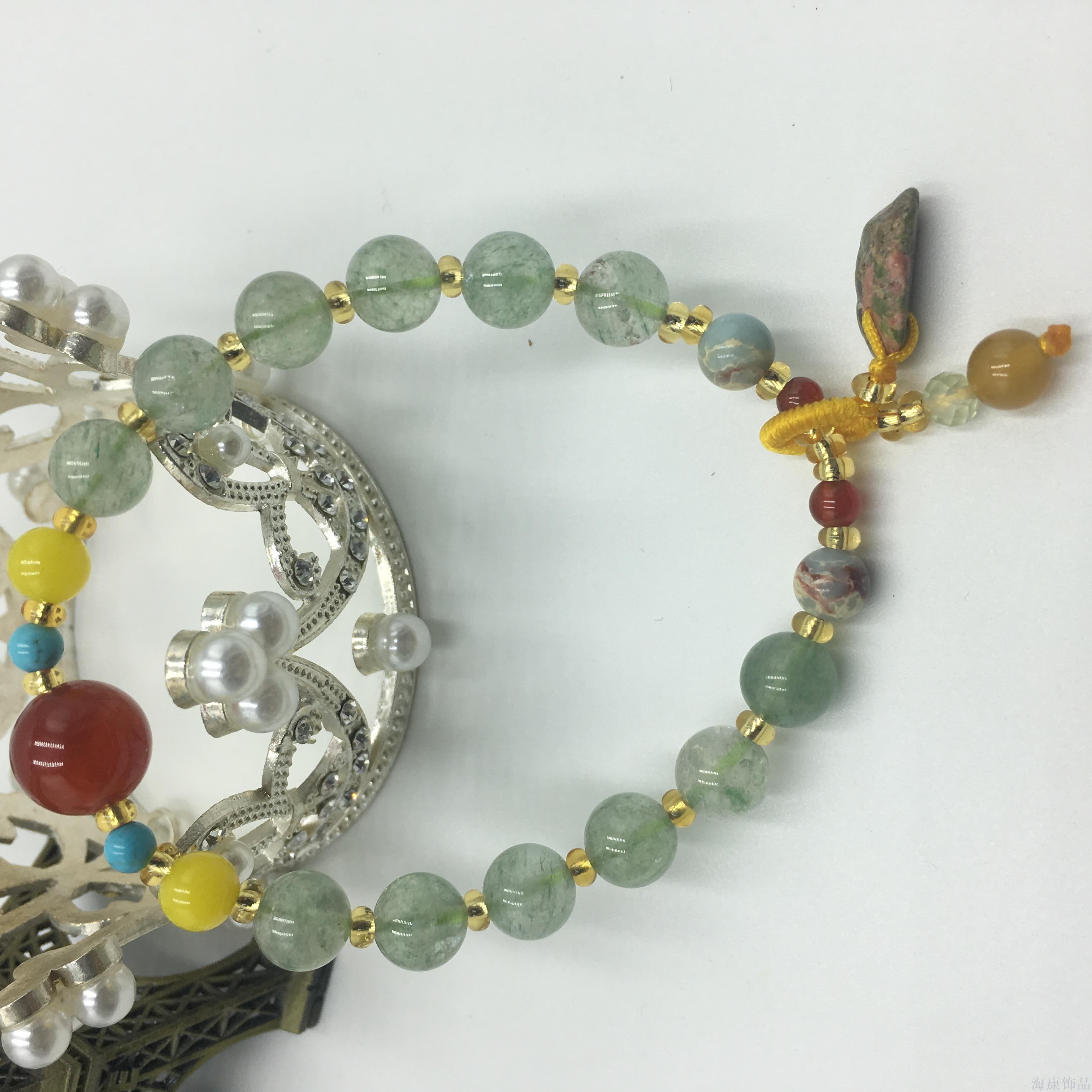 新款天然石黄翡水晶玉石女士手链赠礼礼品活动水晶手串快手抖音