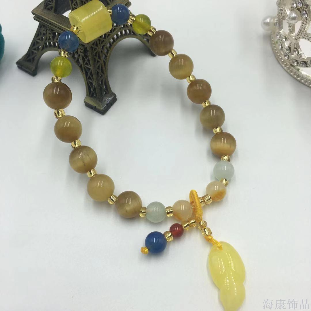 新款天然石黄翡水晶玉石女士手链赠礼礼品活动水晶手串快手抖音