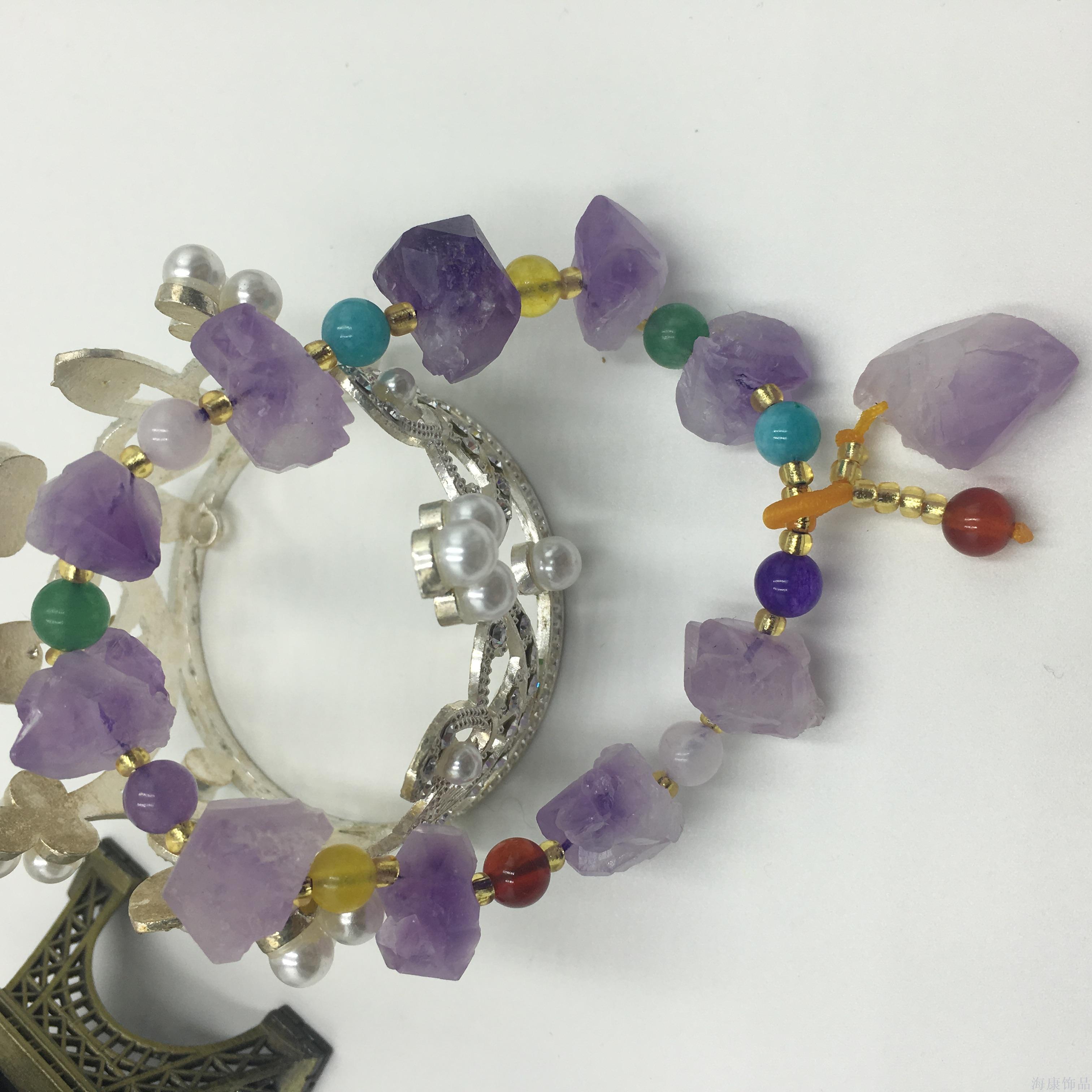 新款天然石黄翡紫水晶玉石女士手链赠礼礼品活动水晶手串快手抖音