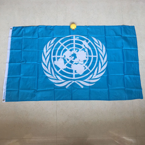 cross-border supply factory direct sales 90 * 150cm polyester cloth screen printing buckle no. 4 holiday flag united nations flag