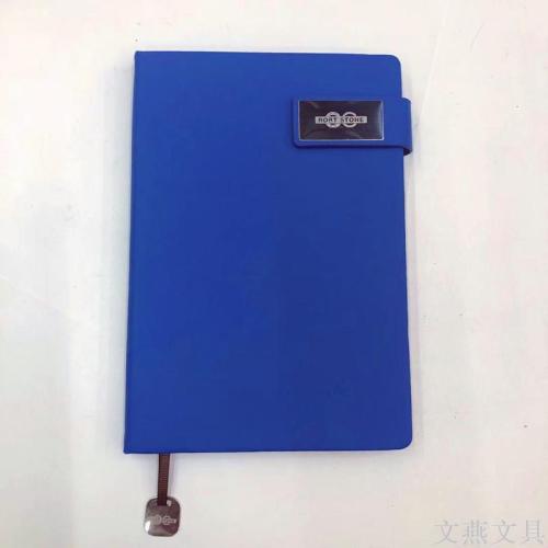 A5 Universal Size Leather Surface Notepad Customizable Logo Dark Blue Business Notebook Advertising Book