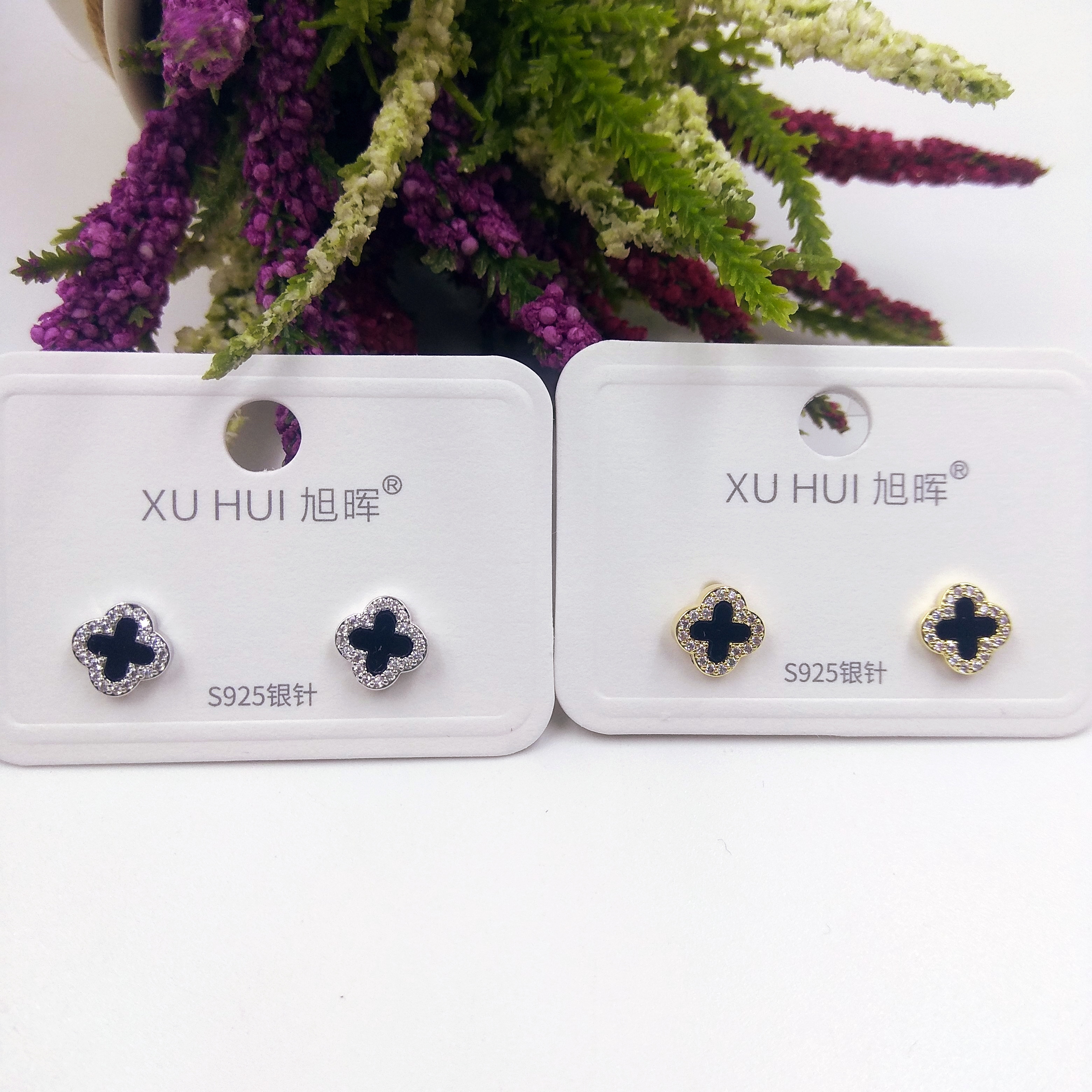 S925银针 经典小耳钉 铜镀真金镶4A锆石 简约时尚高品质饰品