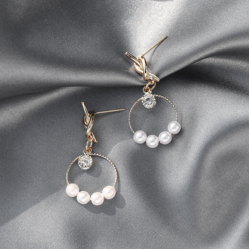 S925银针圈圈耳坠绳结耳钉韩版中长款时尚耳环网红2020新品潮耳饰