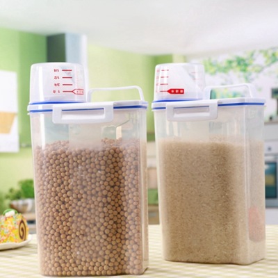 Rice Bucket, Portable Transparent Cereal Storage Container With