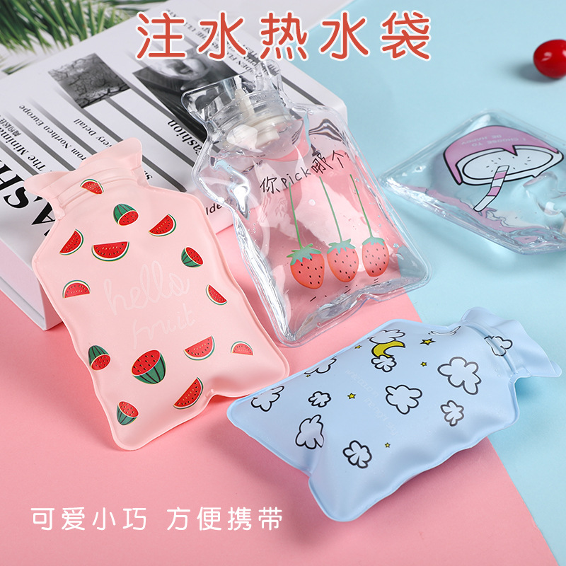 3074小号热水袋珠光花布加绒印花卡通热水袋暖手宝儿童韩版暖手袋