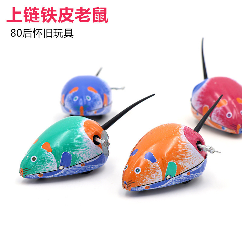 2946 80后怀旧经典 铁皮老鼠上发条小老鼠玩具 儿童礼品地推微商