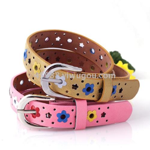 Korean Style Women‘s Belt for Children and Kids Belt Korean Style Flower Butterfly Hollow Children‘s Casual All-Matching Pin Buckle Belt