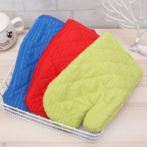 Solid Color Fashion Non-Slip Microwave Oven Gloves Home Baking Oven High Temperature Resistant Thermal Insulation Gloves Factory Customized Wholesale 