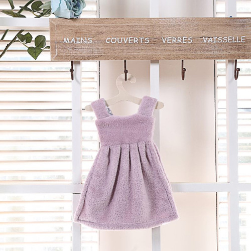 New Cute coral Velvet Hanging Hand Towel Decontamination Absorbent Suspender Skirt Hand Towel Hanging Factory Direct 