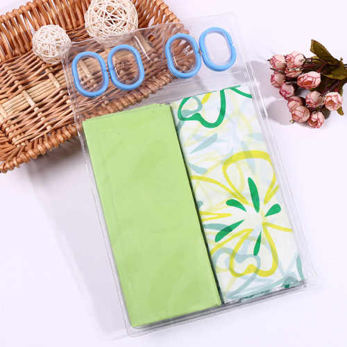 one flower， one plain color， two shower curtains， multi-functional waterproof and antifouling bathroom shower curtains， curtain partition curtains， wholesale