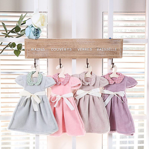 Creative Ribbon Skirt Hand Towel Hanging Decontamination Absorbent Coral Fleece Hanging Hand Towel Factory Direct Sales