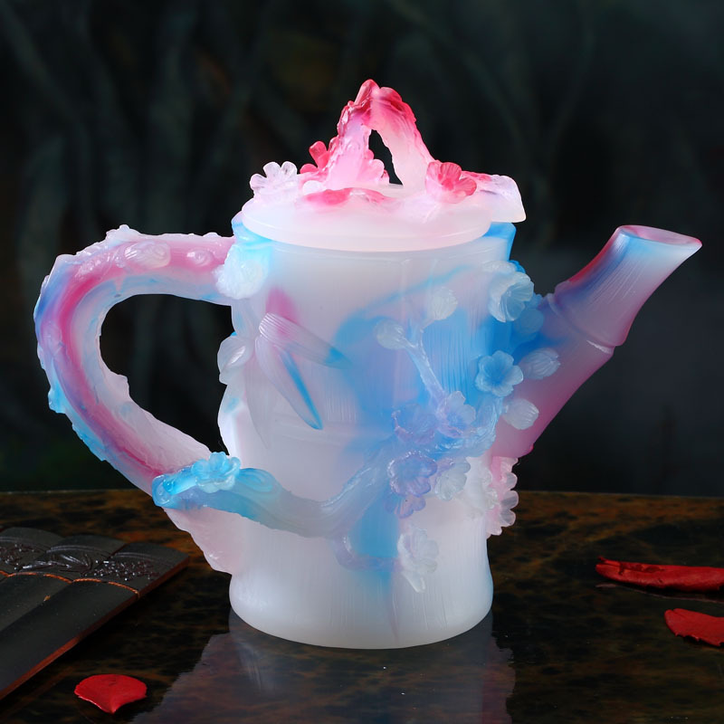 古法琉璃满玉摆件创意茶壶会所茶宠批发乔迁婚庆礼品一件代发