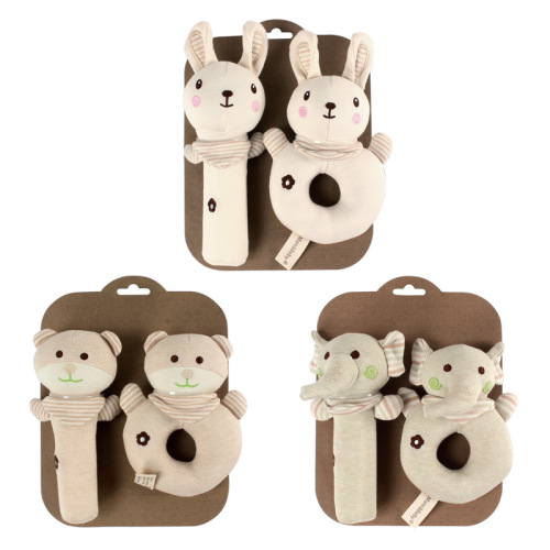 New Cotton Baby Rattle Ring Set Baby Soothing Shake Toy Cute Animal BB Stick Hand Shake Stick