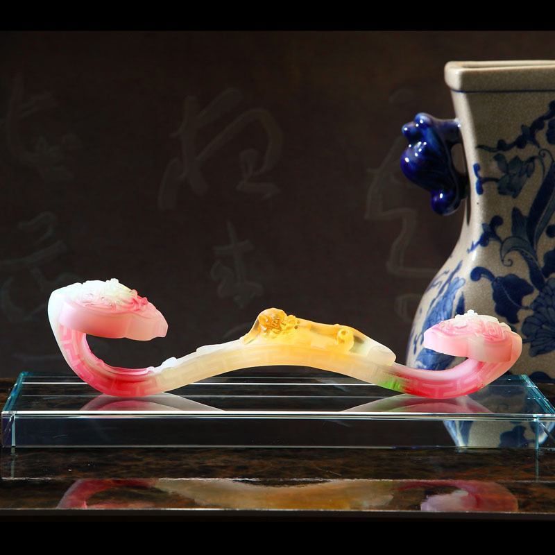 一件代发琉璃工艺品礼盒玉如意摆件礼品家居装饰品工艺品定制LOGO