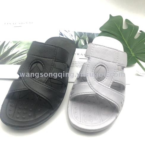 foreign trade eva men‘s openwork circle vamp plus size slippers outdoor non-slip source factory custom