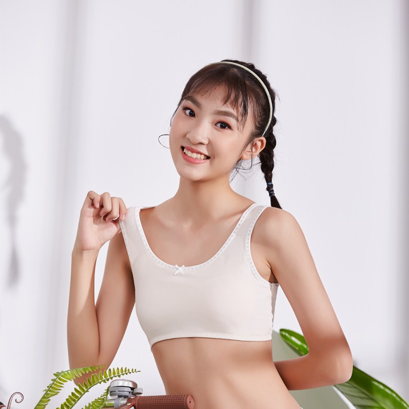 女童内衣棉文胸少女初中发育期背心式胸衣小学生防凸点运动抹胸