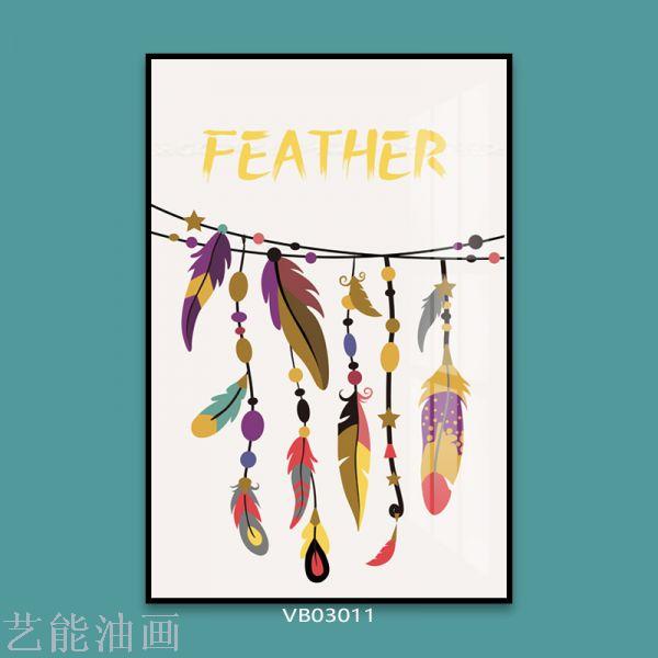 手绘油画风景画酒店装饰画油画羽毛画银杏树叶