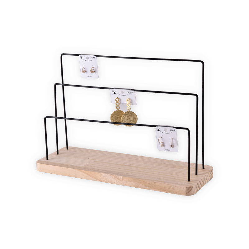实木底首饰铁艺架 耳环架 耳钉卡架饰品展示架耳饰收纳珠宝展示道