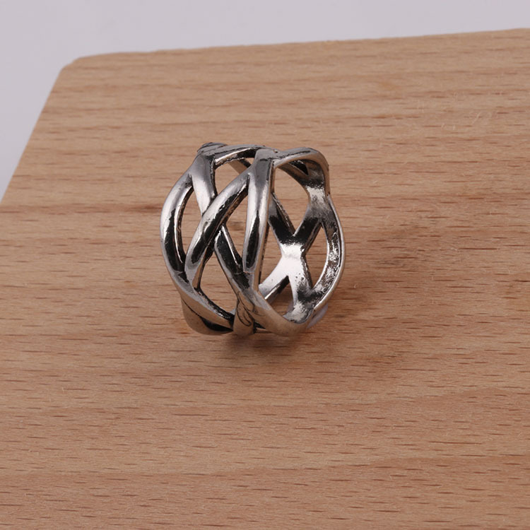 简约时尚编花合金戒指男女情侣尾戒指环孟宇饰品