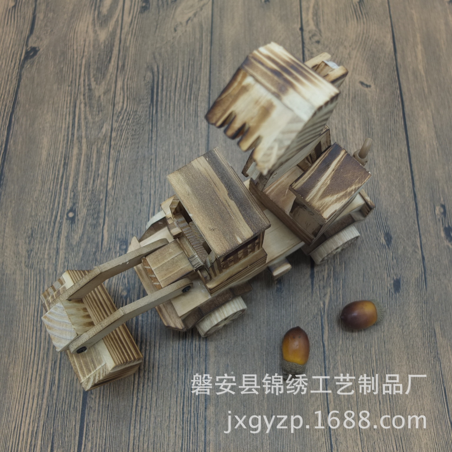 厂家直销 木制推挖机模型 木制玩具挖掘机 玩具推土机模型