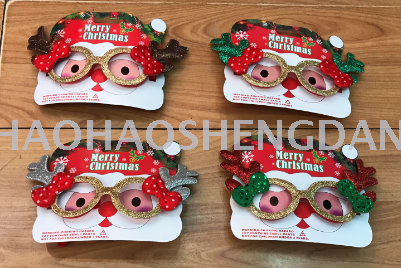 新款圣诞无纺布眼镜儿童圣诞礼物节日用品纸质新派对创意眼镜批发