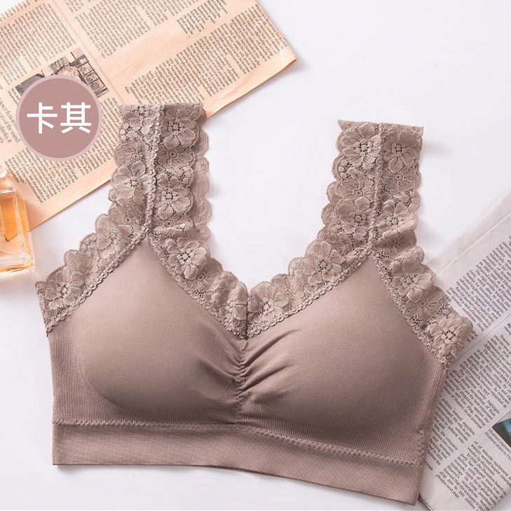 无缝美背蕾丝花边裹胸抹胸无钢圈文胸 网红爆款运动内衣学生文胸