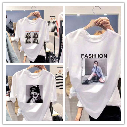 2020 summer new women‘s short-sleeved t-shirt korean style versatile short-sleeved white t-shirt women‘s printed stall supply wholesale
