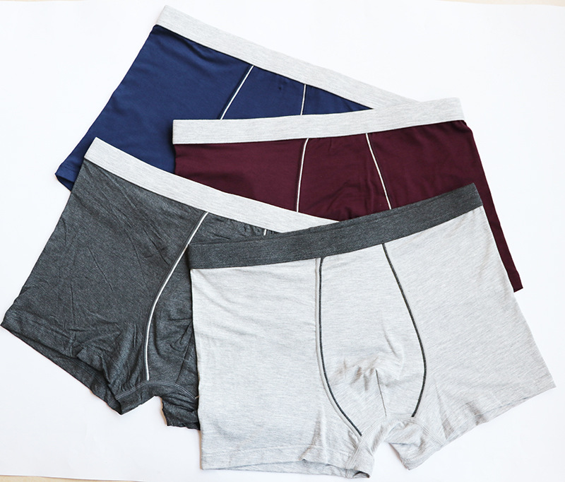 夏季新品 简约莫代尔男款纯色内裤 竹纤维透气光板男士平角内裤