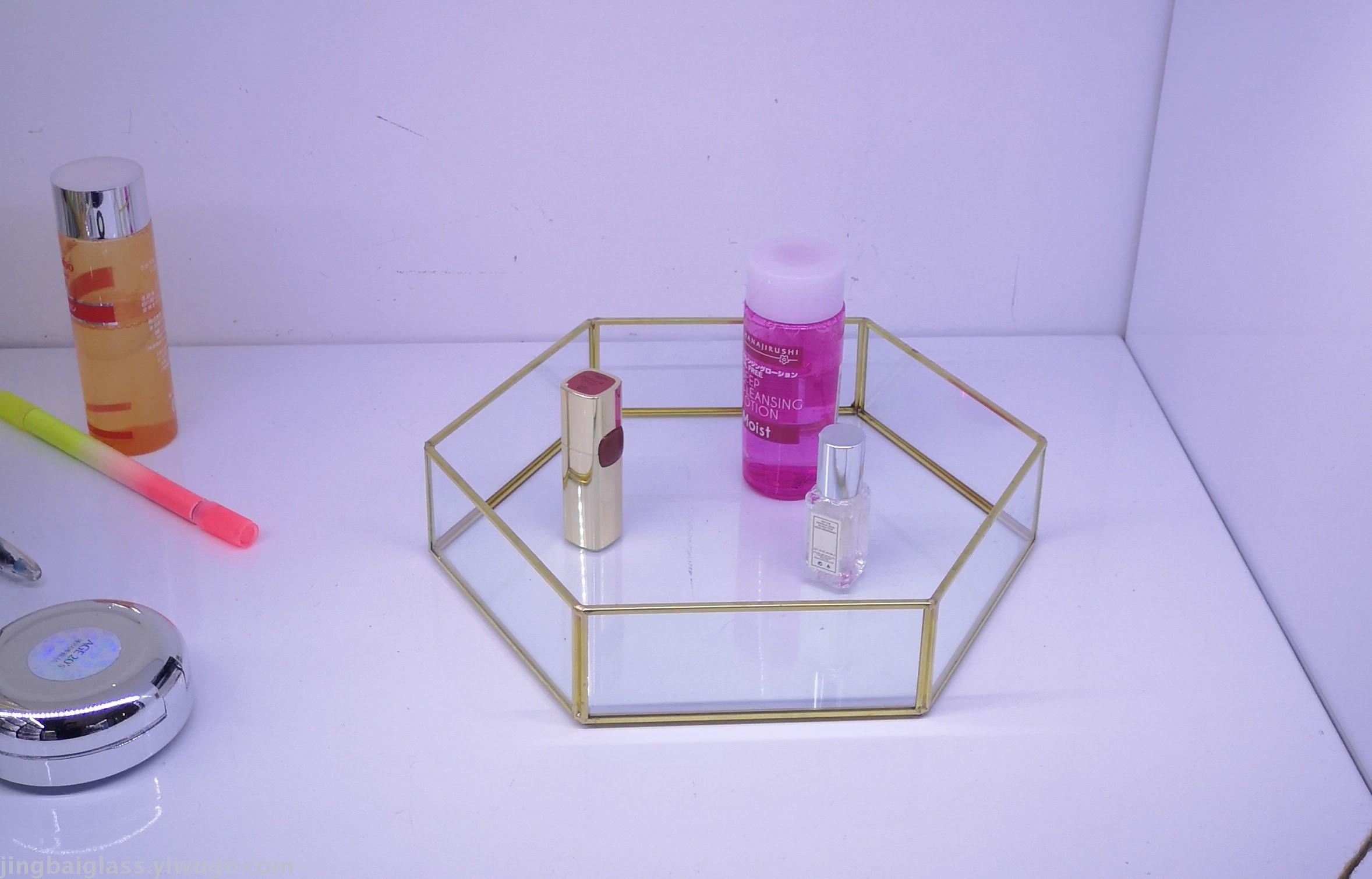 北欧ins风简约托盘玻璃首饰展示架 护肤化妆品收纳盘婚庆道具